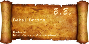 Beksi Britta névjegykártya